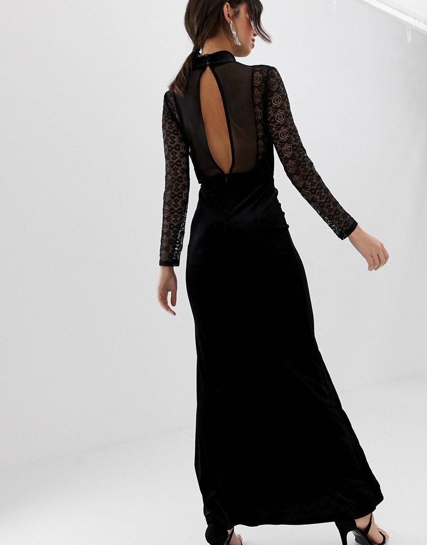Dluga-czarna-Sukienka-elegancka-koronkowe-rekawy-S-36-1 Dluga-czarna-Sukienka-elegancka-koronkowe-rekawy-S-36