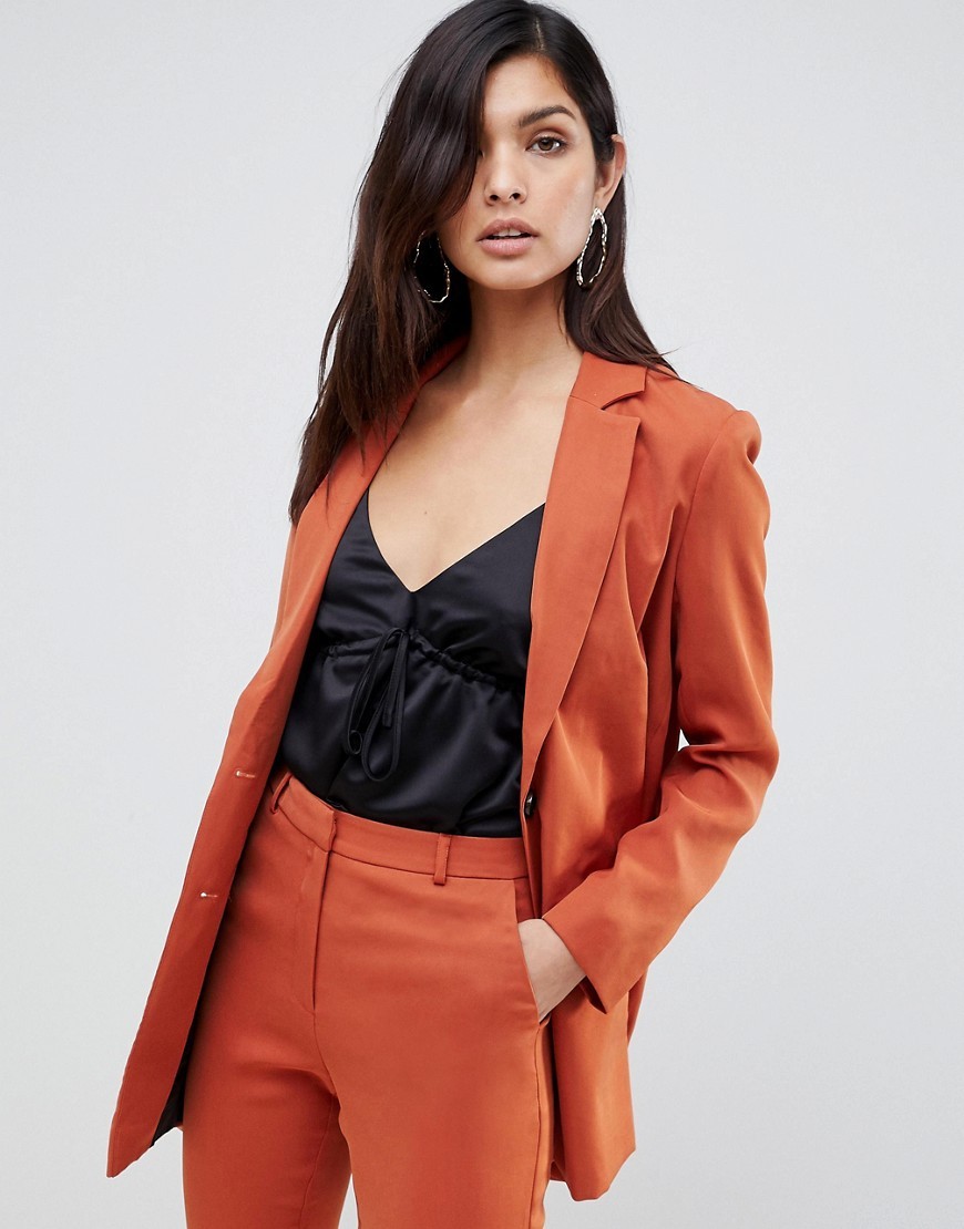 Długi ceglany Blazer damski rozmiar XS / S / M Dlugi-ceglany-Blazer-damski-rozmiar-XS---S---M