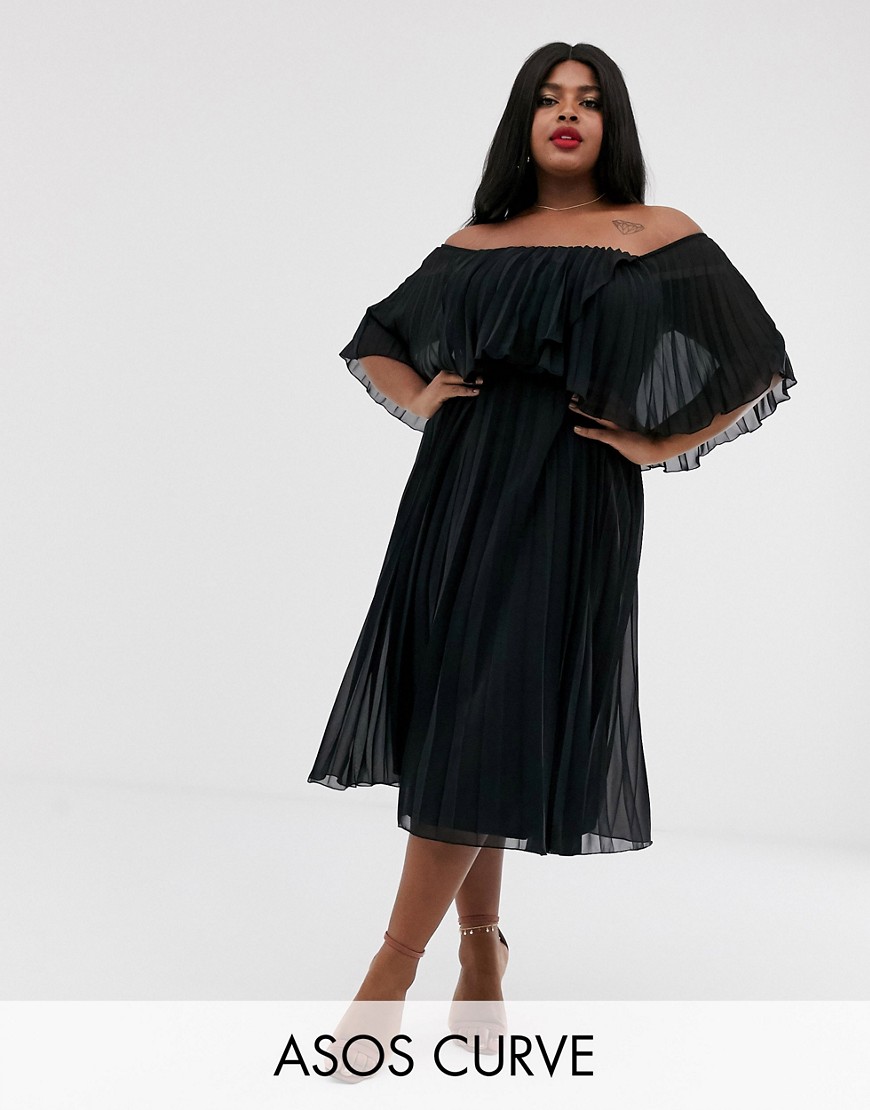 Dwuwarstwowa plisowana sukienka o długości midi z dekoltem typu bandeau defekt 44 Dwuwarstwowa-plisowana-sukienka-o-dlugosci-midi-z-dekoltem-typu-bandeau-44