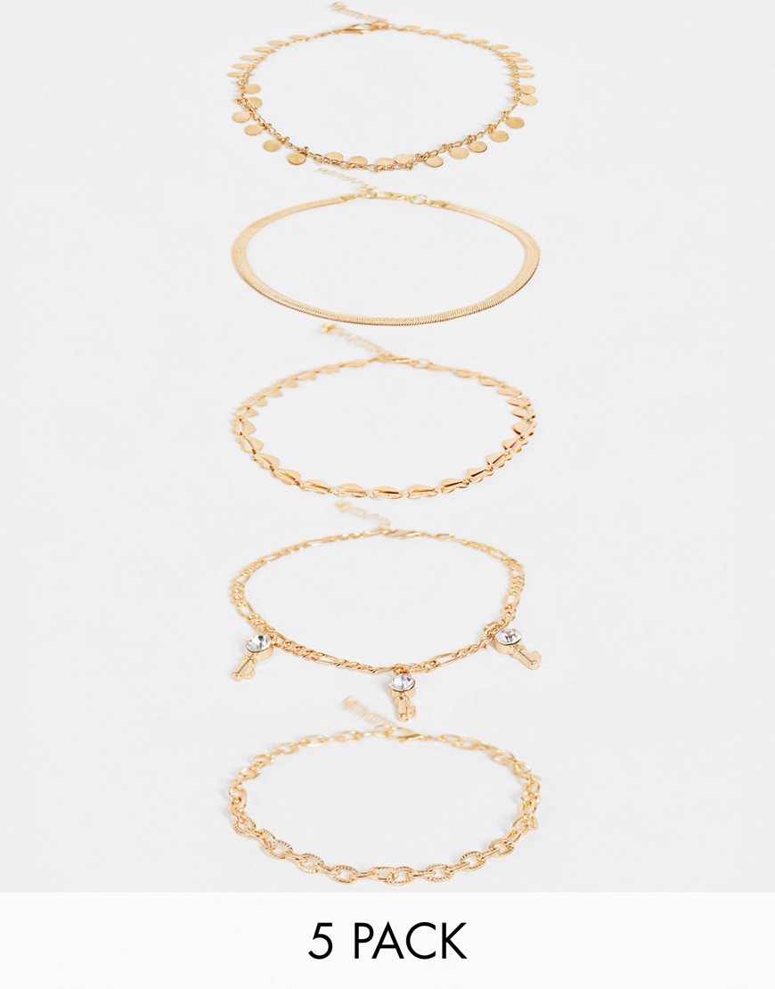 EGO zestaw 4 złotych bransoletek na kostkę EGO-zestaw-4-zlotych-bransoletek-na-kostke