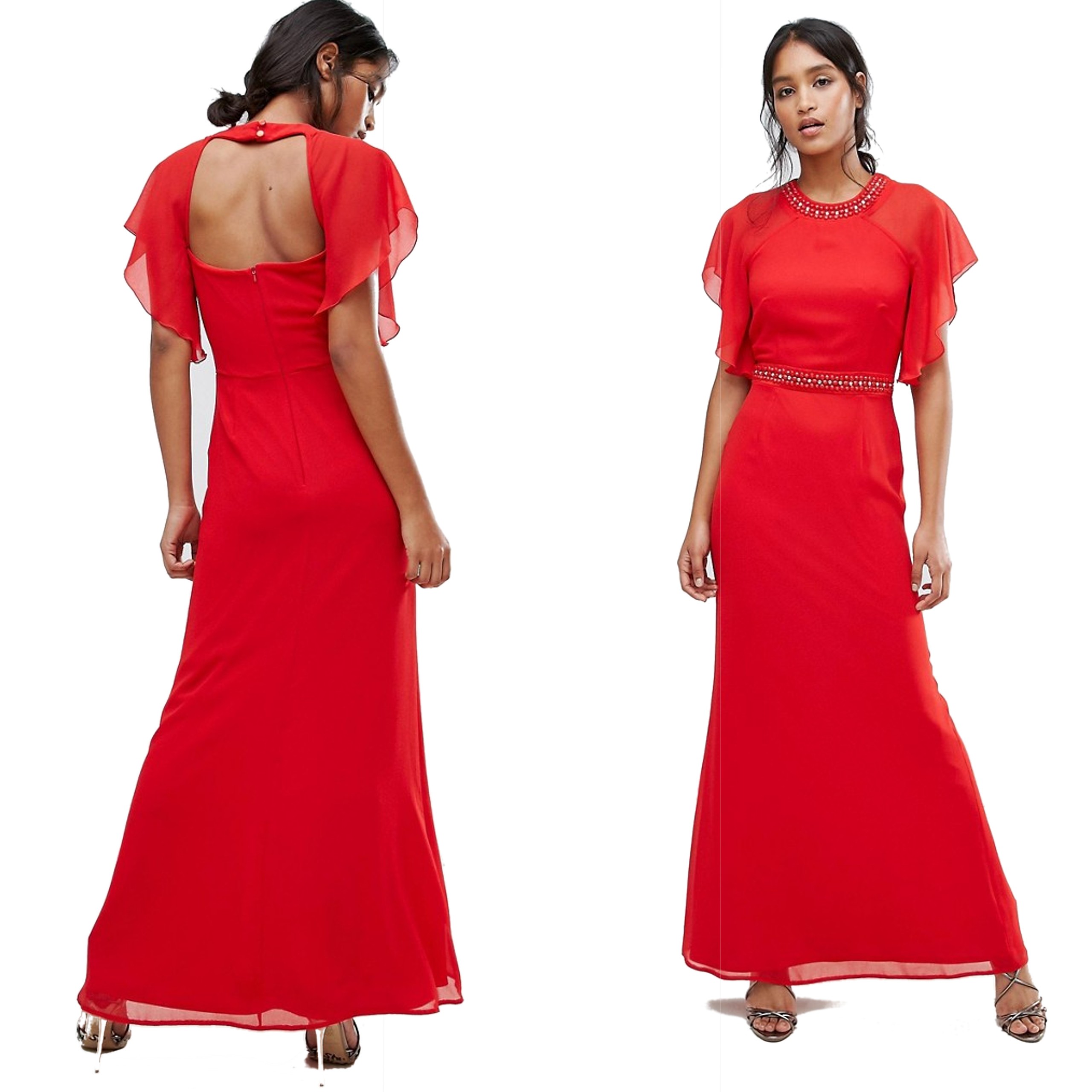 Elise Ryan Czerwona Sukienka zdobiona maxi S 36 Elise-Ryan-Czerwona-Sukienka-zdobiona-maxi-S-36