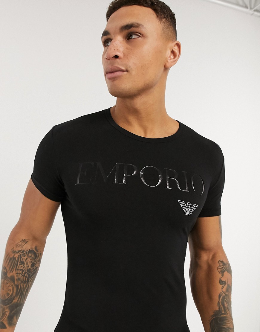 Emporio Armani T-shirt męski czarny z krótkim rękawem defekt S Emporio-Armani-T-shirt-meski-czarny-z-krotkim-rekawem-defekt-S