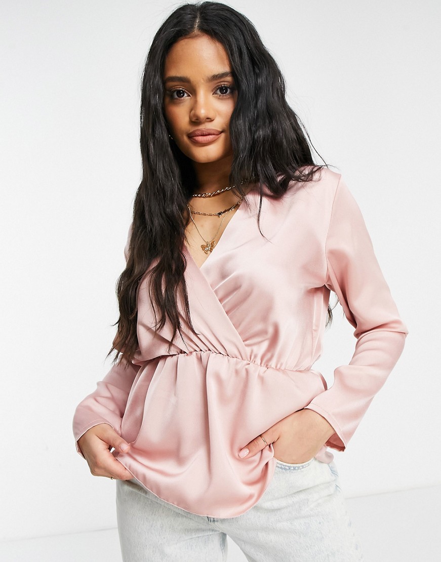 Femme Luxe różowa satynowa kopertowa bluzka defekt 40 Femme-Luxe-rozowa-satynowa-kopertowa-bluzka-defekt-40