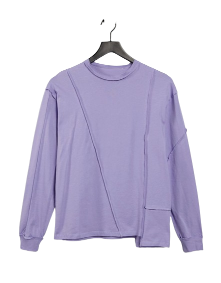 Fioletowy damski t-shirt longsleeve przeszycia 32