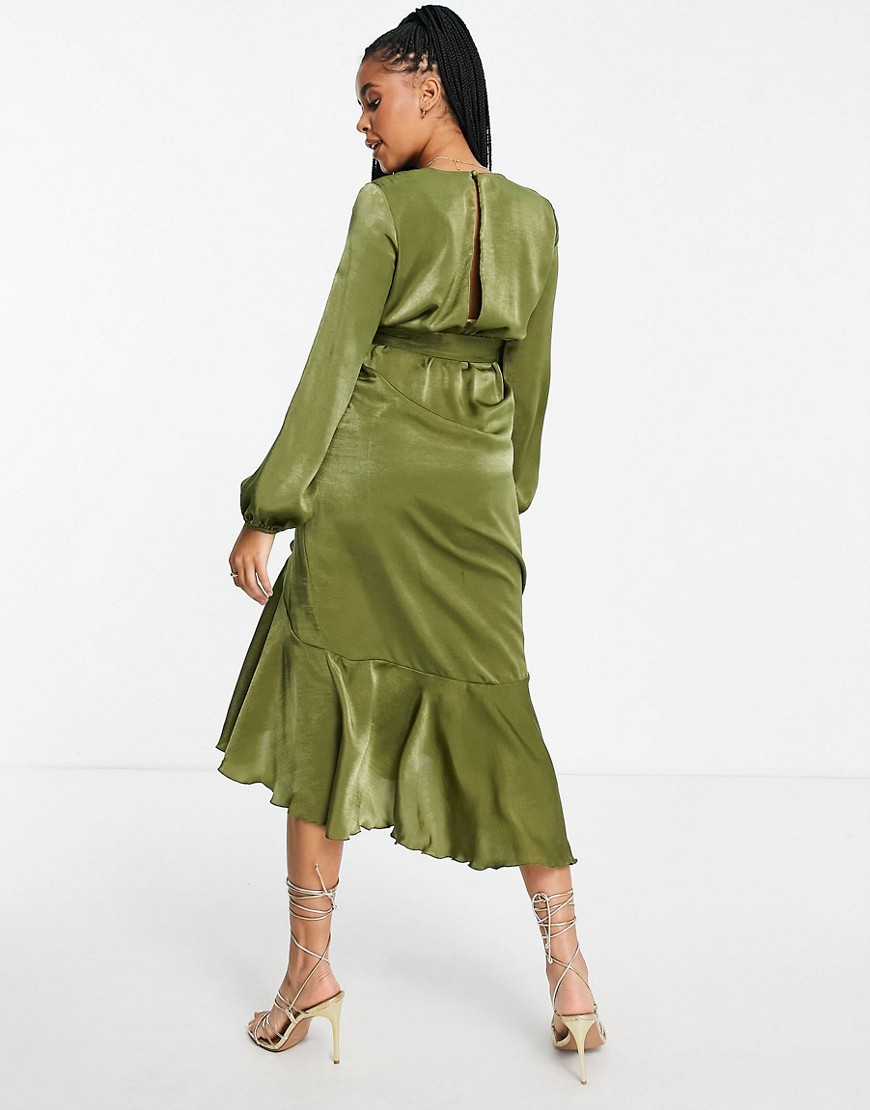 Flounce-London-Maternity-zielona-satynowa-ciazowa-sukienka-midi-kopertowa-46-3 Flounce-London-Maternity-zielona-satynowa-ciazowa-sukienka-midi-kopertowa-46