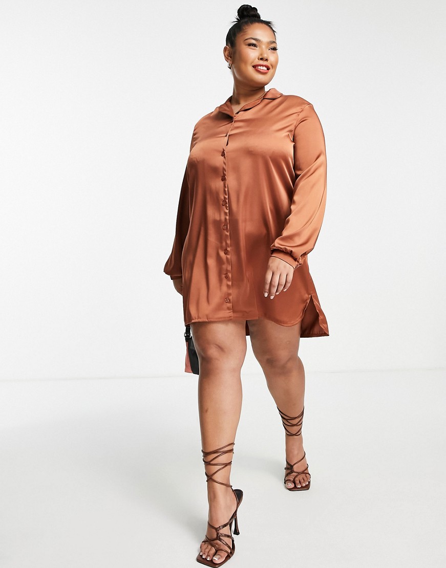 Flounce-London-Plus-brazowa-satynowa-sukienka-mini-48-3 Flounce-London-Plus-brazowa-satynowa-sukienka-mini-48