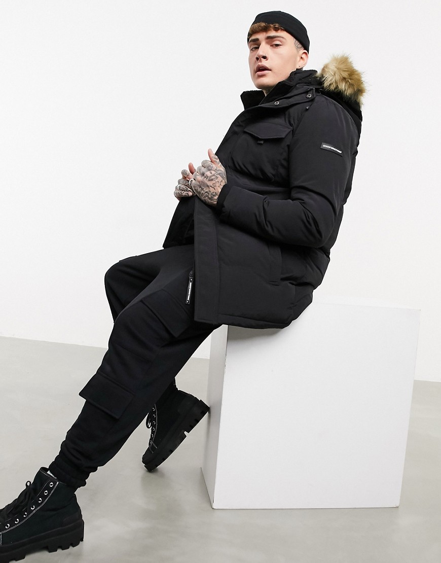Good-For-Nothing-czarna-meska-dwuwarstwowa-parka-z-kapturem-wykonczonym-sztucznym-futerkiem-XL-3 Good-For-Nothing-czarna-meska-dwuwarstwowa-parka-z-kapturem-wykonczonym-sztucznym-futerkiem-XL
