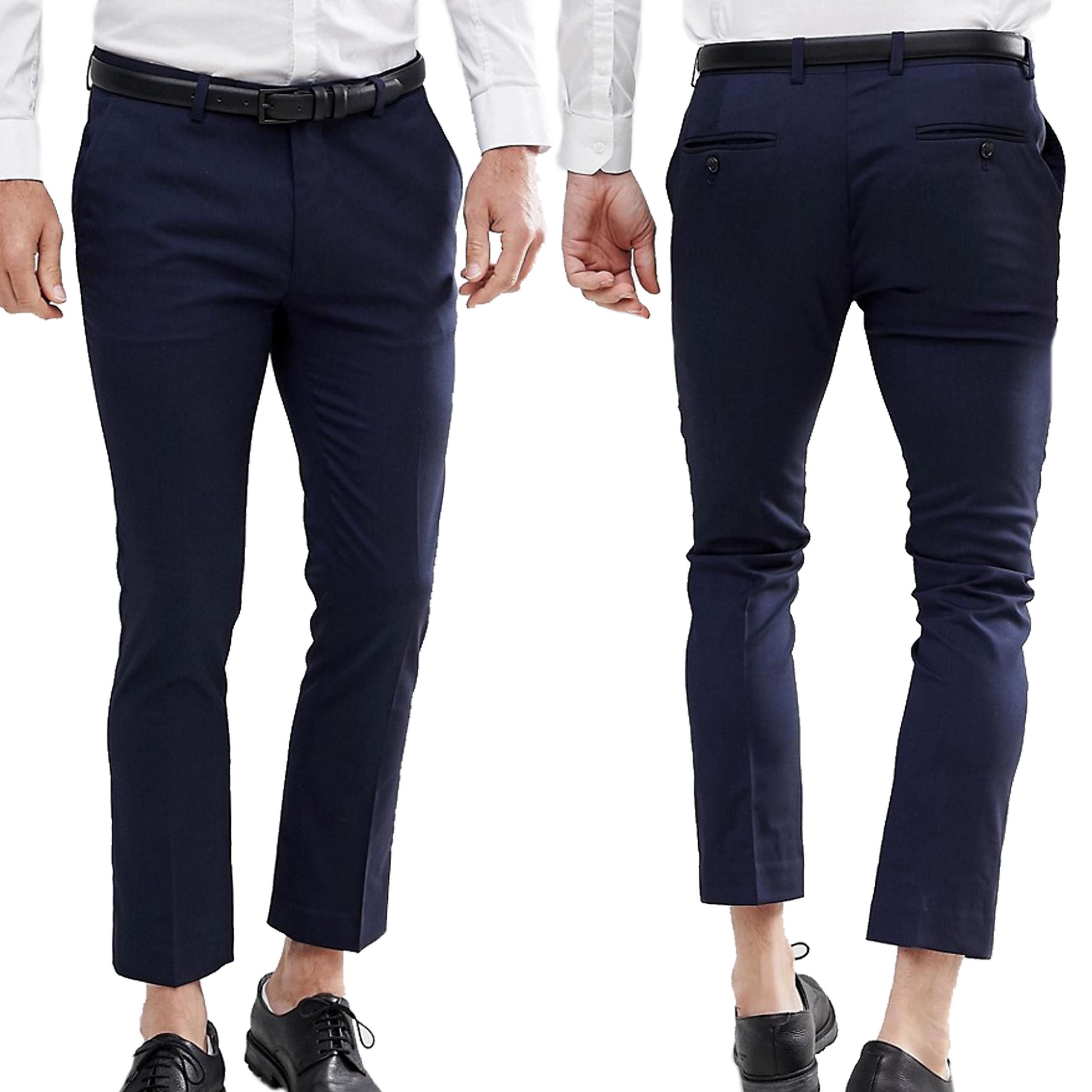 Granatowe eleganckie spodnie 7/8 męskie slim fit W30 L30 Granatowe-eleganckie-spodnie-7-8-meskie-slim-fit-W30-L30