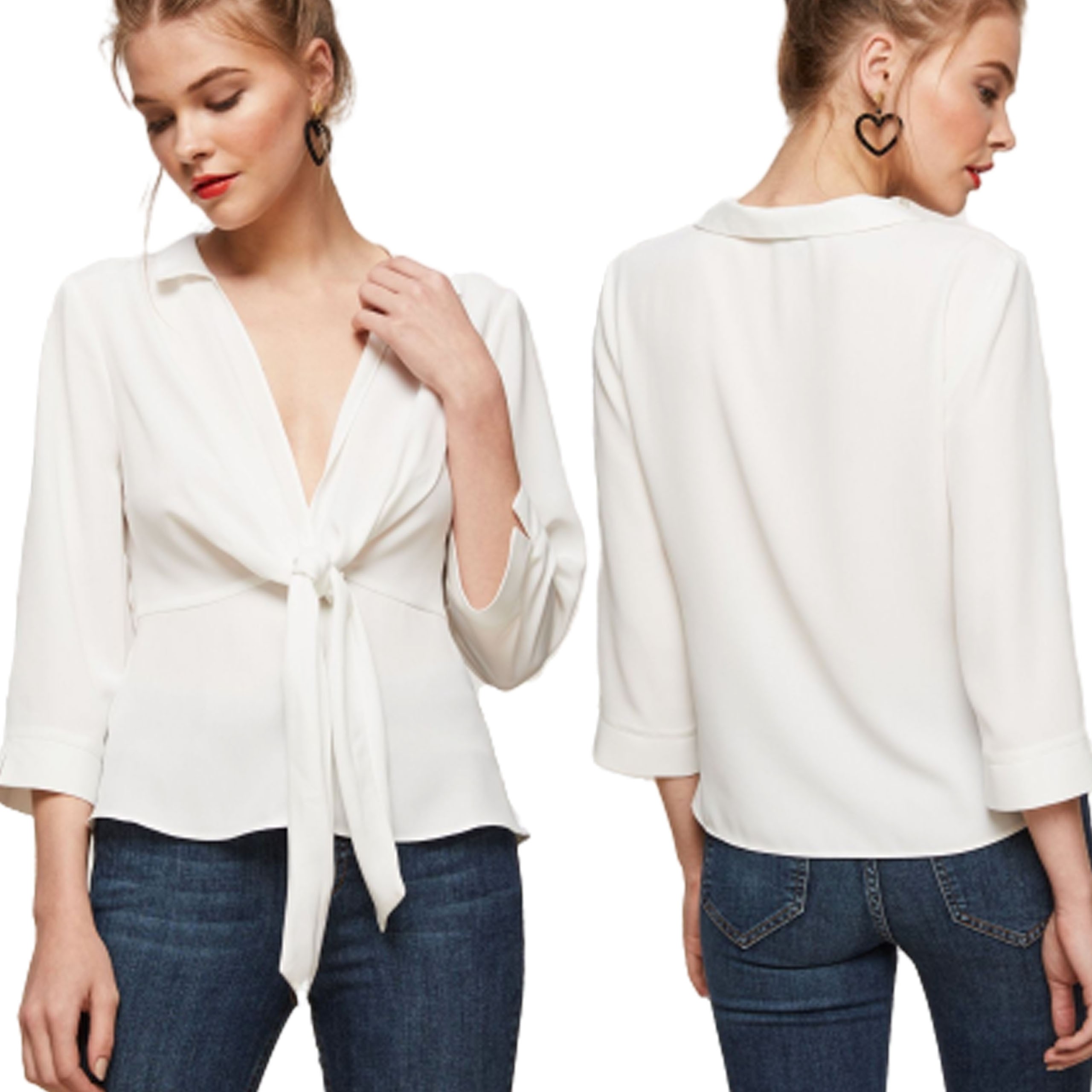 Miss Selfridge Biała Koszula na zakładkę XS 34 I18-Miss-Selfridge-Biala-Koszula-na-zakladke-XS-34