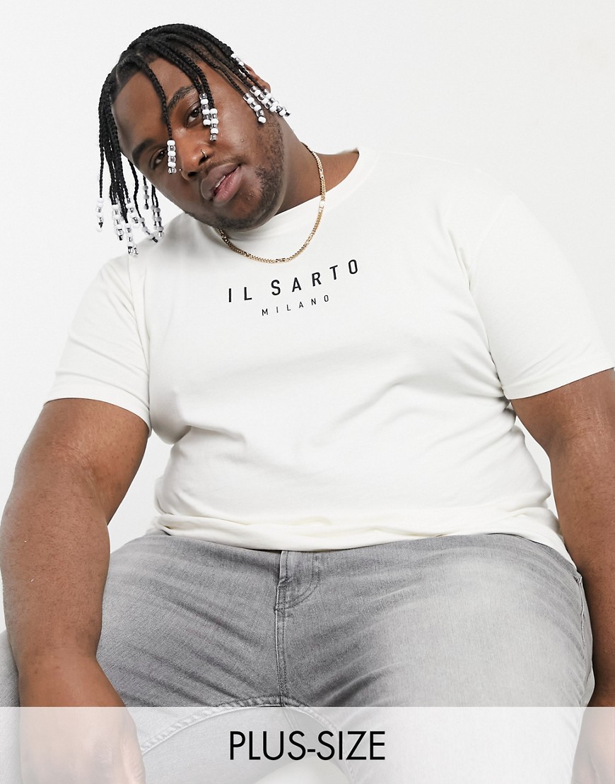 Il Sarto Plus – Biały T-shirt z logo 3XL Il-Sarto-Plus-–-Bialy-T-shirt-z-logo-3XL