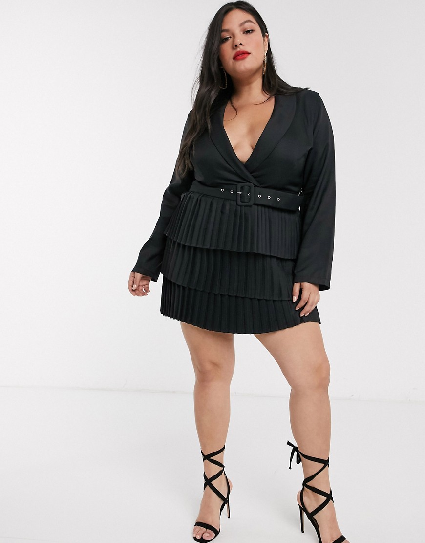 In-The-Style-Czarna-marynarkowa-sukienka-z-glebokim-dekoltem-i-plisowanym-dolem-plus-size-50-3 In-The-Style-Czarna-marynarkowa-sukienka-z-glebokim-dekoltem-i-plisowanym-dolem-plus-size-50