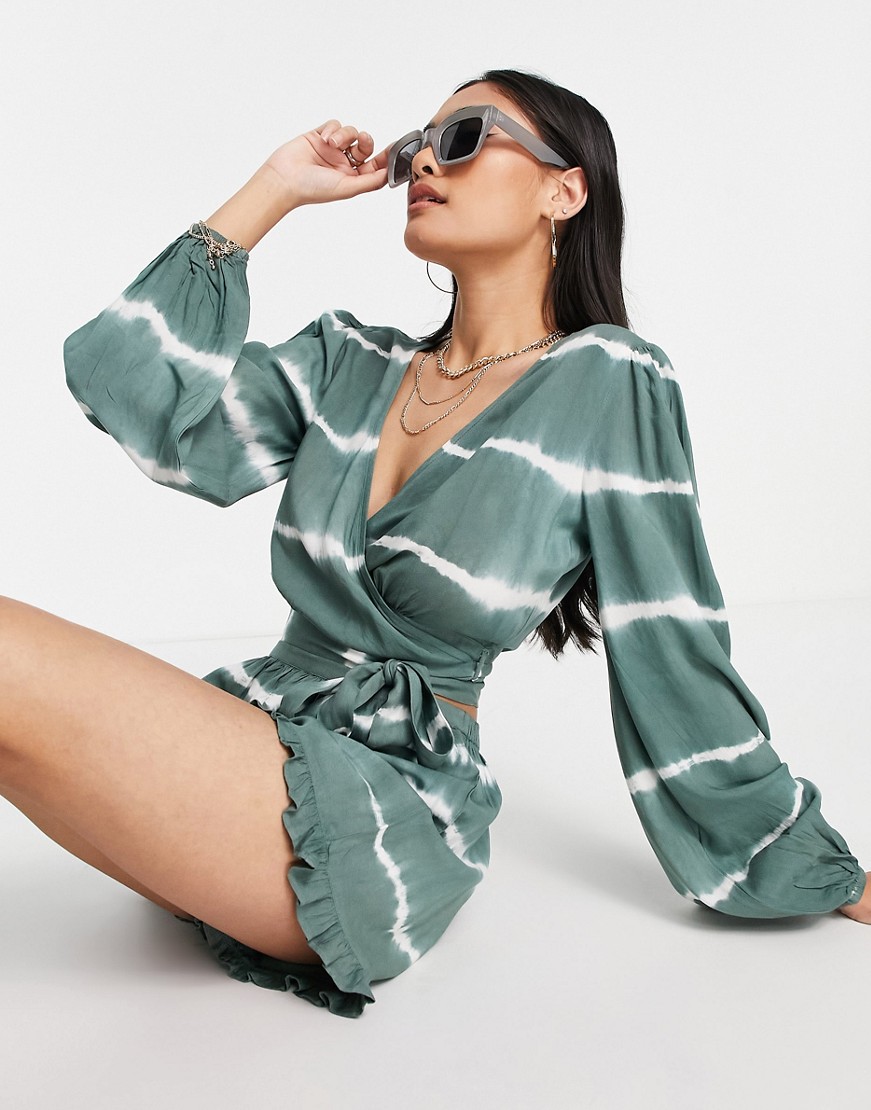 Isla & Bird Exclusive Kopertowy plażowy top z głębokim dekoltem z efekem tie dye defekt 44 Isla--Bird-Exclusive-Kopertowy-plazowy-top-z-glebokim-dekoltem-z-efekem-tie-dye-defekt-44