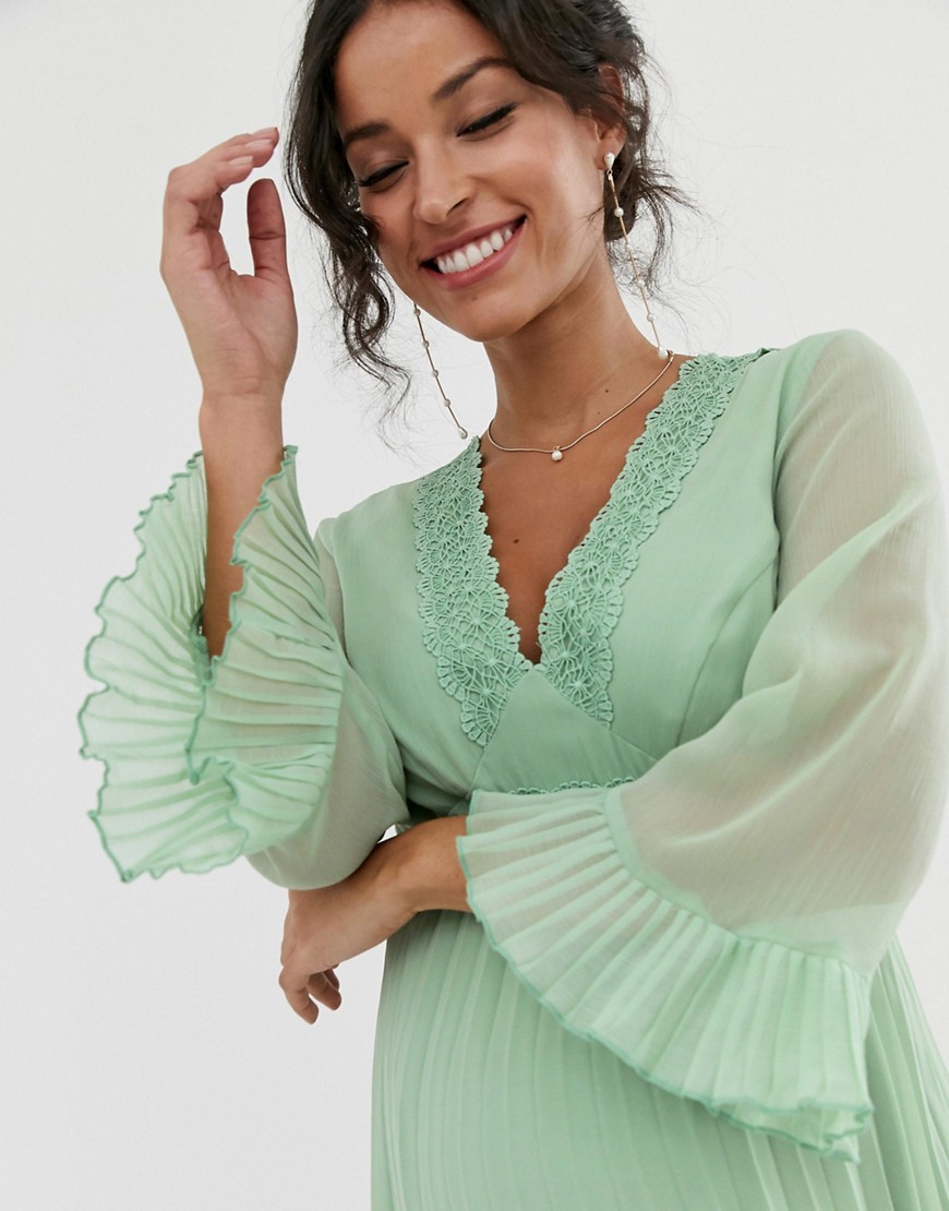 Jasnozielona-Sukienka-midi-ciazowa-plisowana-elegancka-XL-42-2 Jasnozielona-Sukienka-midi-ciazowa-plisowana-elegancka-XL-42