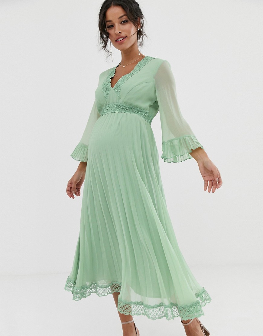 Jasnozielona-Sukienka-midi-ciazowa-plisowana-elegancka-XL-42-3 Jasnozielona-Sukienka-midi-ciazowa-plisowana-elegancka-XL-42