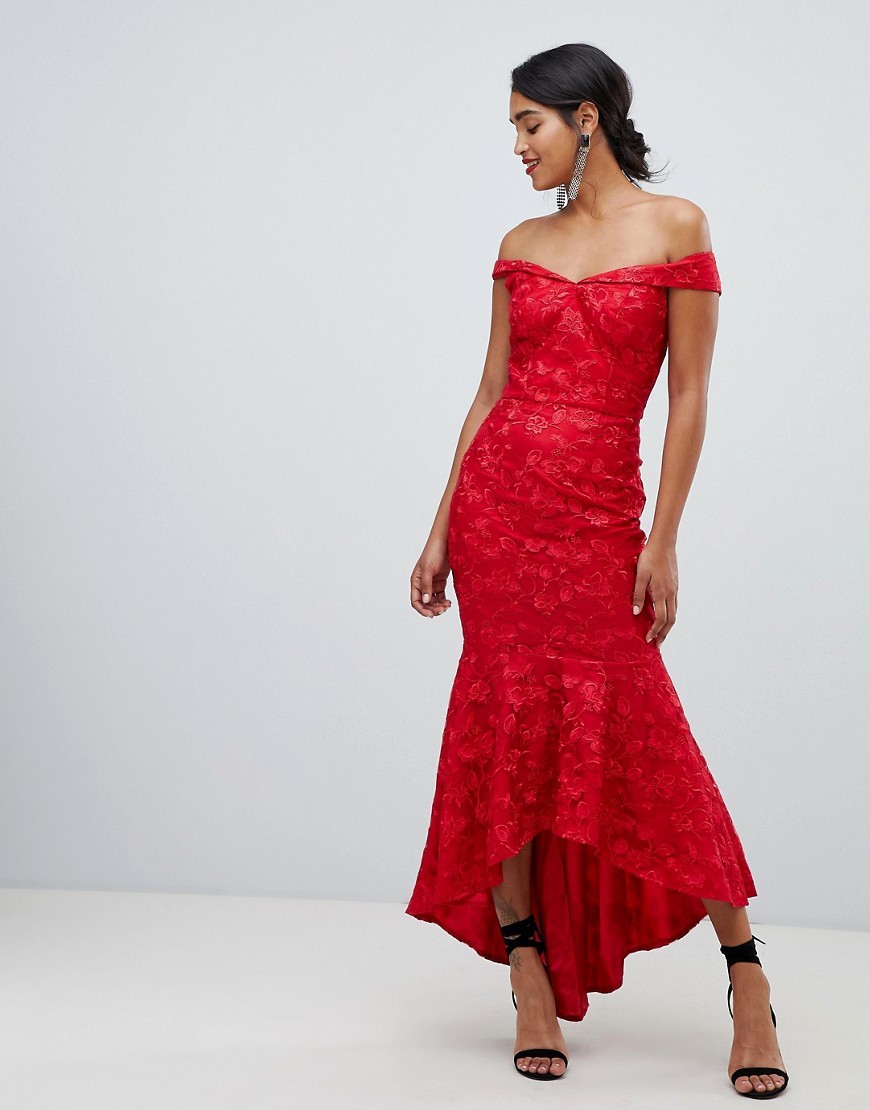 Chi Chi London Czerwona Sukienka maxi kwiaty L 40 K19-Chi-Chi-London-Czerwona-Sukienka-maxi-kwiaty-L-40
