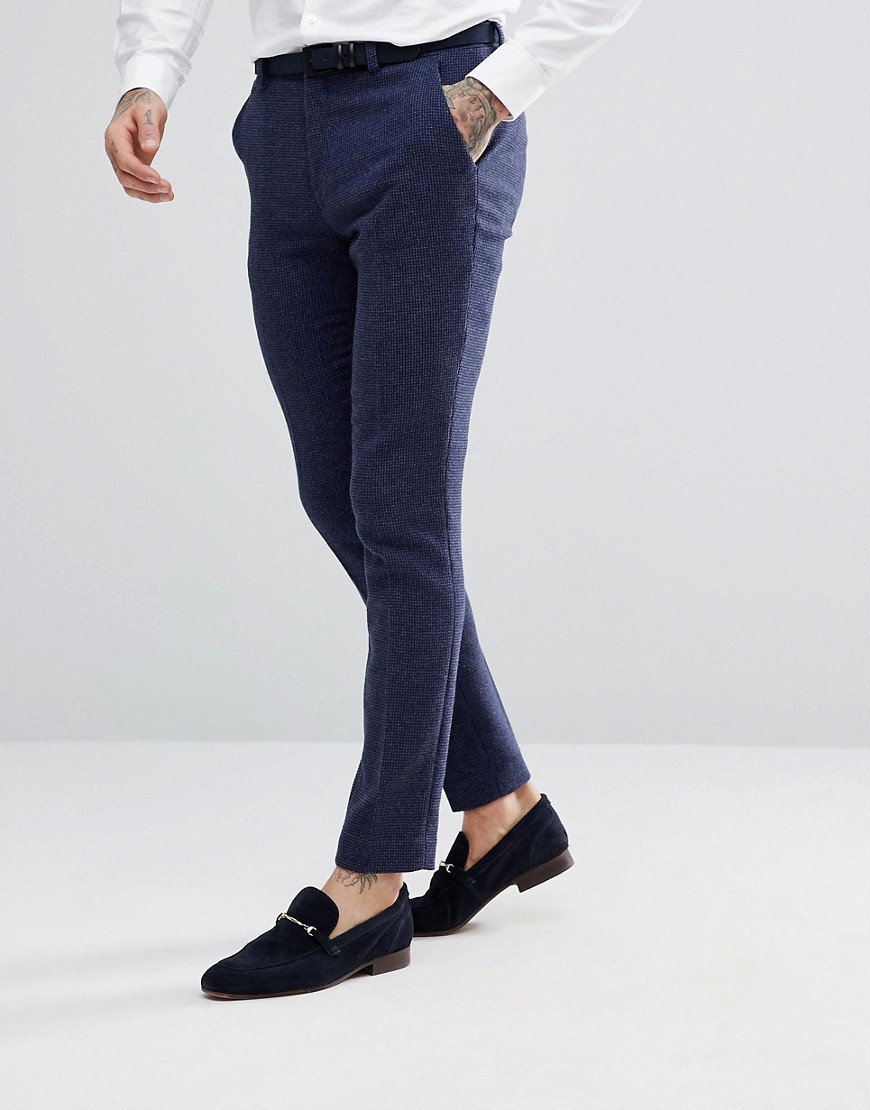 Garniturowe spodnie skinny w mikro kratkę W32 L32 K19-Garniturowe-spodnie-skinny-w-mikro-kratke-W32-L32