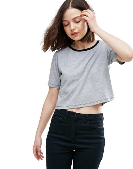 szary krótki t-shirt crop defekt 44