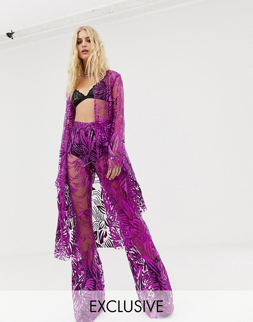 Fioletowe Kimono narzutka siateczka XS 34 K21-Fioletowe-Kimono-narzutka-siateczka-XS-34