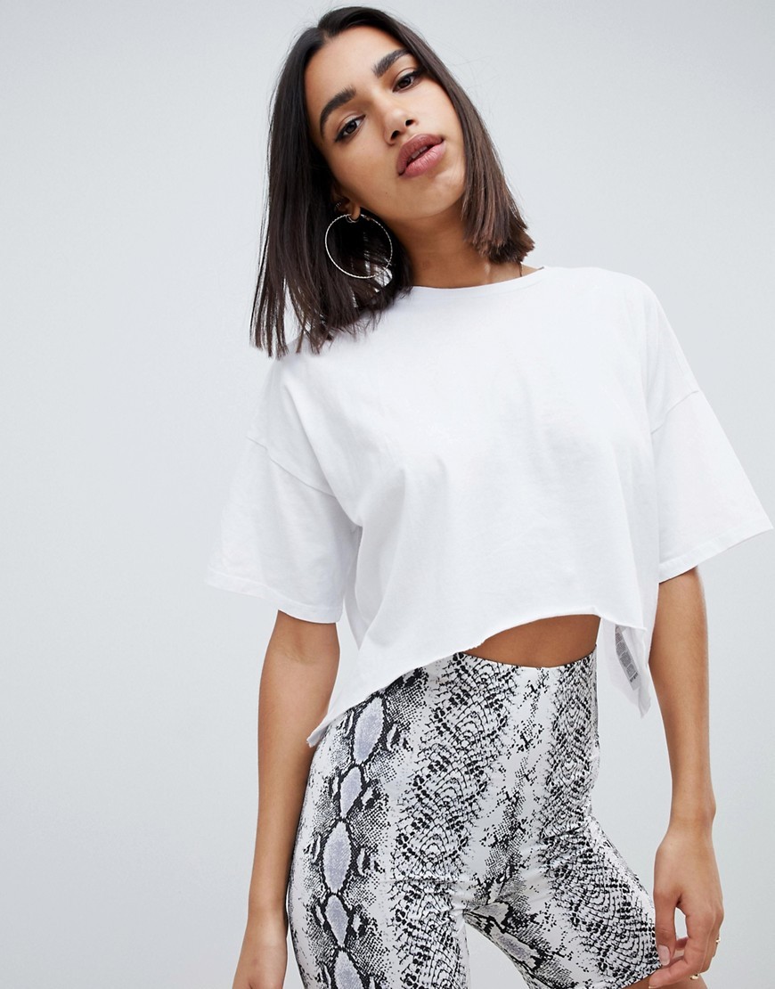 Biały T-shirt crop top oversize damski defekt XXL 44 K22-Bialy-T-shirt-crop-top-oversize-damski-defekt-XXL-44