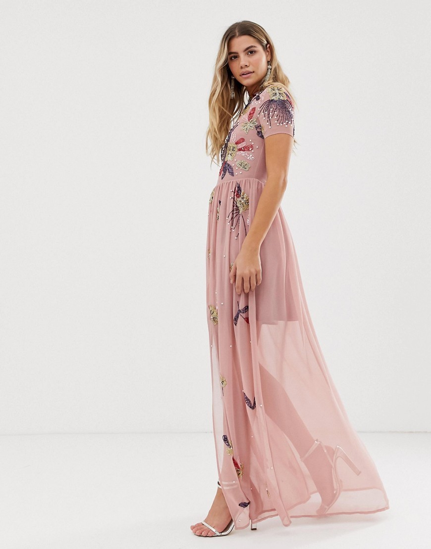 K22-Rozowa-rozana-Sukienka-maxi-zdobiona-kwiaty-S-36-3 K22-Rozowa-rozana-Sukienka-maxi-zdobiona-kwiaty-S-36