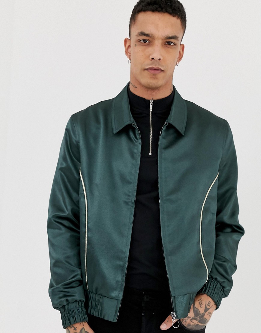 Zielona Kurtka typu harrington z lamówką XS K22-Zielona-Kurtka-typu-harrington-z-lamowka-XS