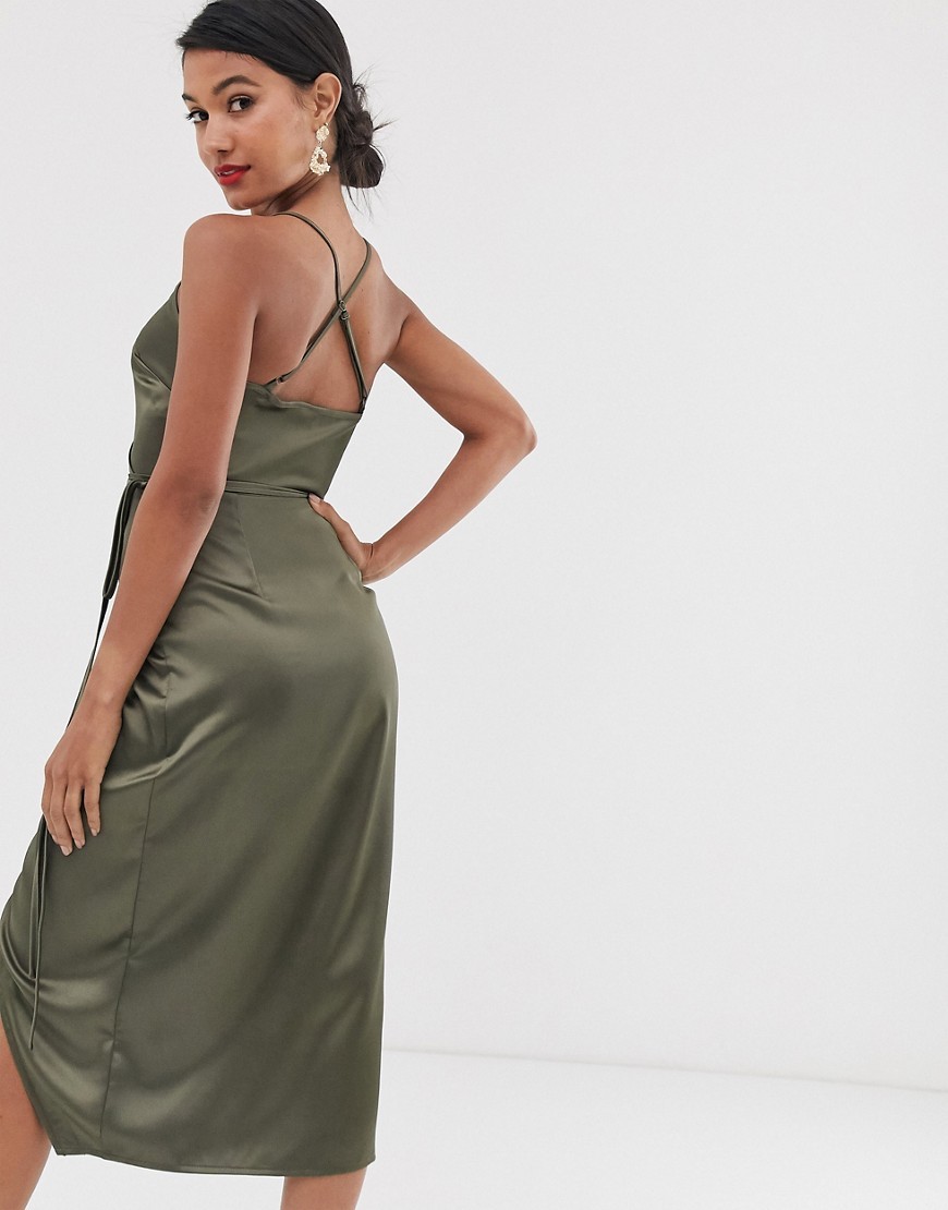 Khaki-Sukienka-midi-na-zakladke-satynowa-L-40-1 Khaki-Sukienka-midi-na-zakladke-satynowa-L-40