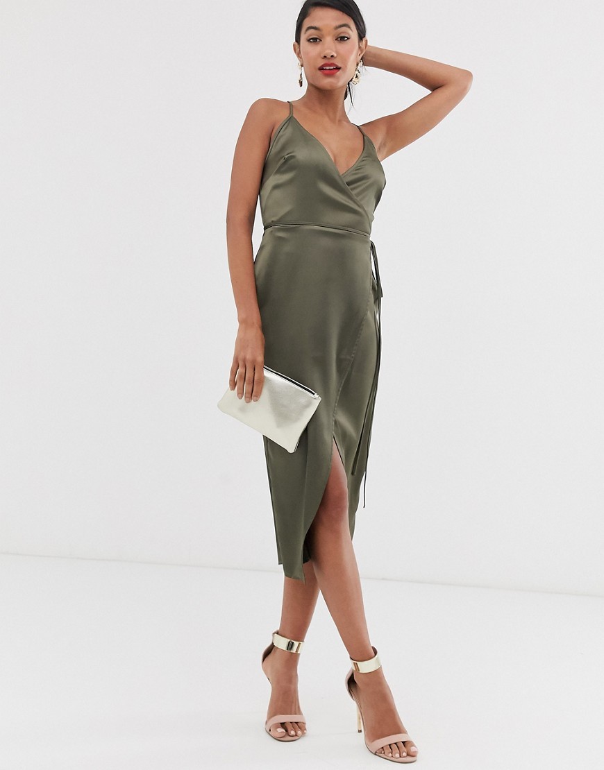 Khaki-Sukienka-midi-na-zakladke-satynowa-L-40-3 Khaki-Sukienka-midi-na-zakladke-satynowa-L-40