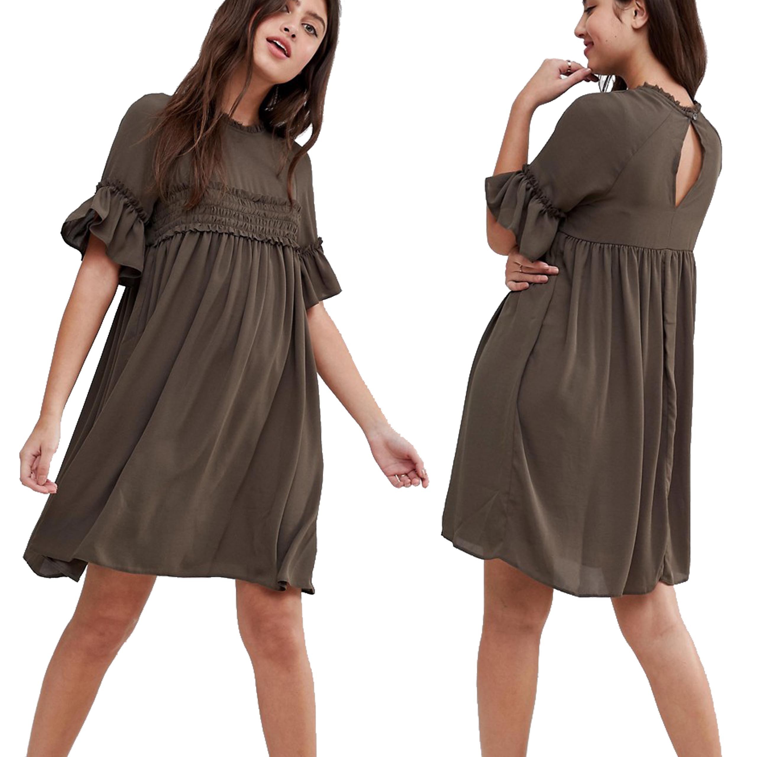 Khaki Zielona Sukienka z halką mini XL 42 Khaki-Zielona-Sukienka-mini-XL-42