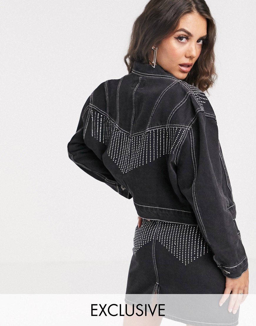 Kurtka-jeansowa-czarna-zdobiona-diamencikami-defekt-S-36-1 Kurtka-jeansowa-czarna-zdobiona-diamencikami-defekt-S-36