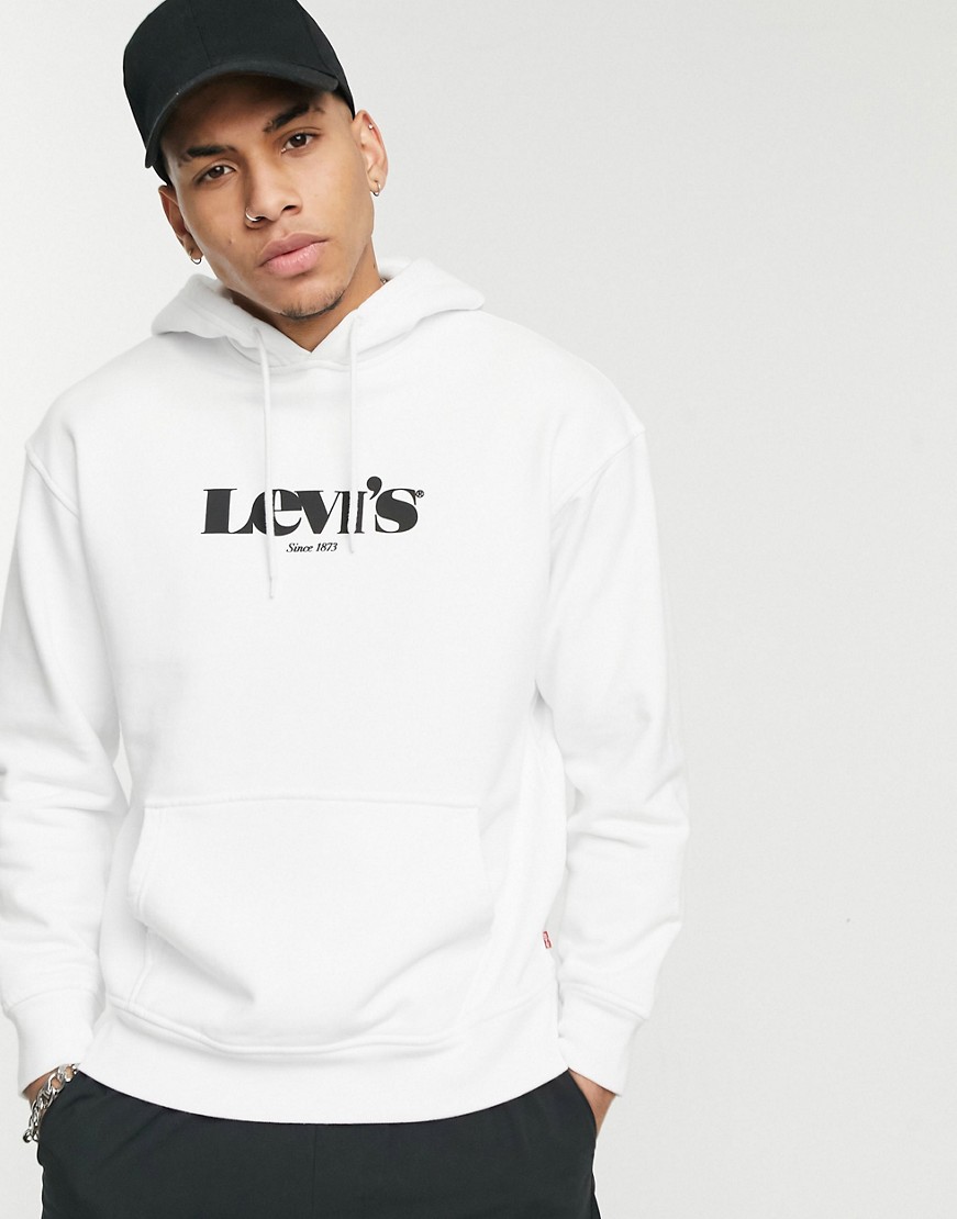 Levis biała męska bluza o luźnym kroju z dużym logo w stylu vintage degekt L Levis-biala-meska-bluza-o-luznym-kroju-z-duzym-logo-w-stylu-vintage-degekt-L