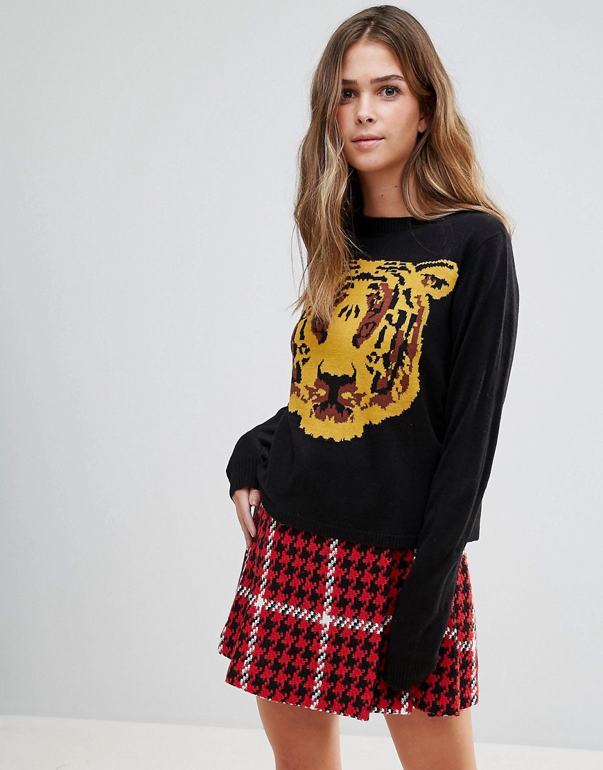 Liquorish-czarny-sweter-damski-z-tygrysem-M-L-1 Liquorish-czarny-sweter-damski-z-tygrysem-M-L