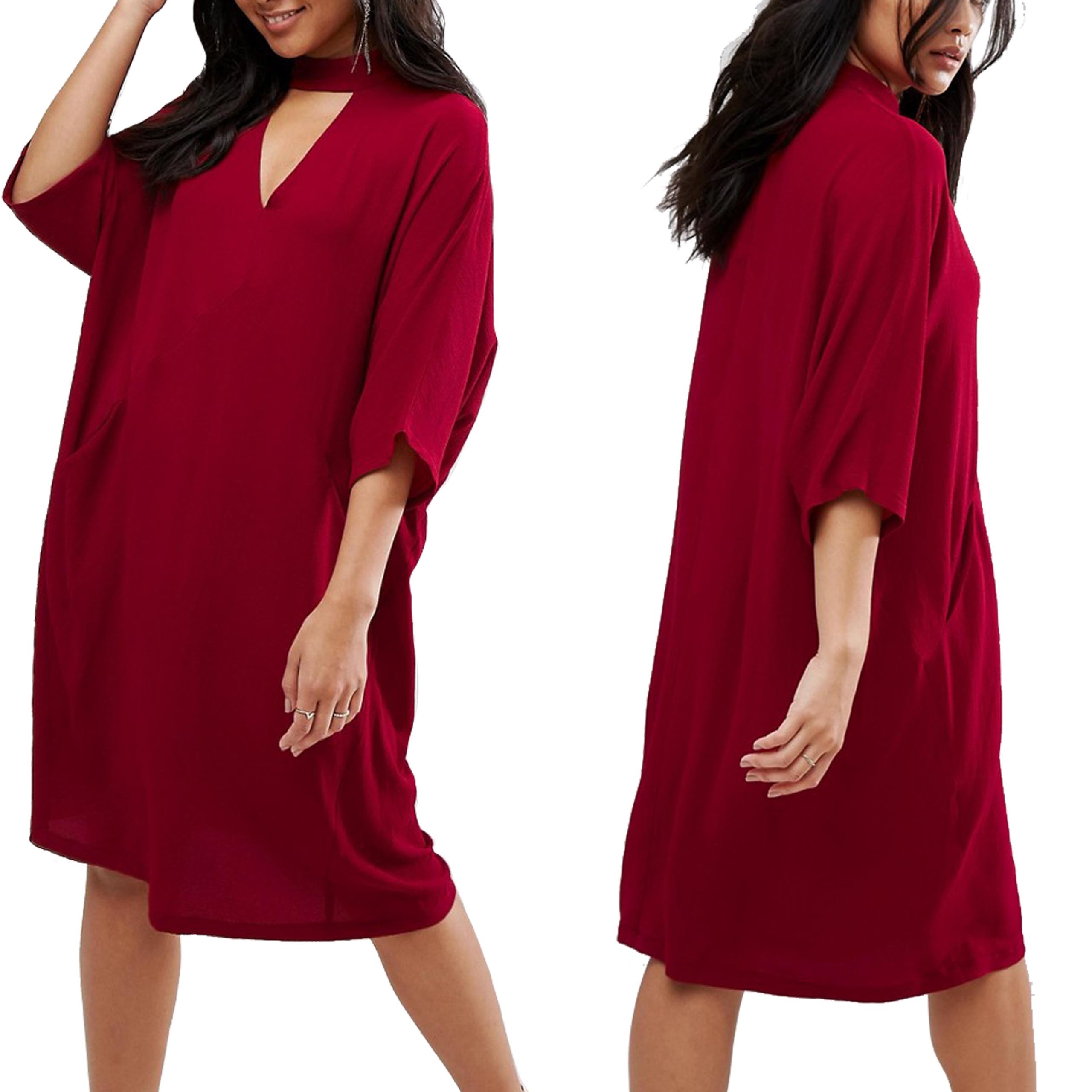 Liquorish sukienka midi oversize bordowa DEFEKT S 36 Liquorish-sukienka-midi-oversize-bordowa-DEFEKT-S-36