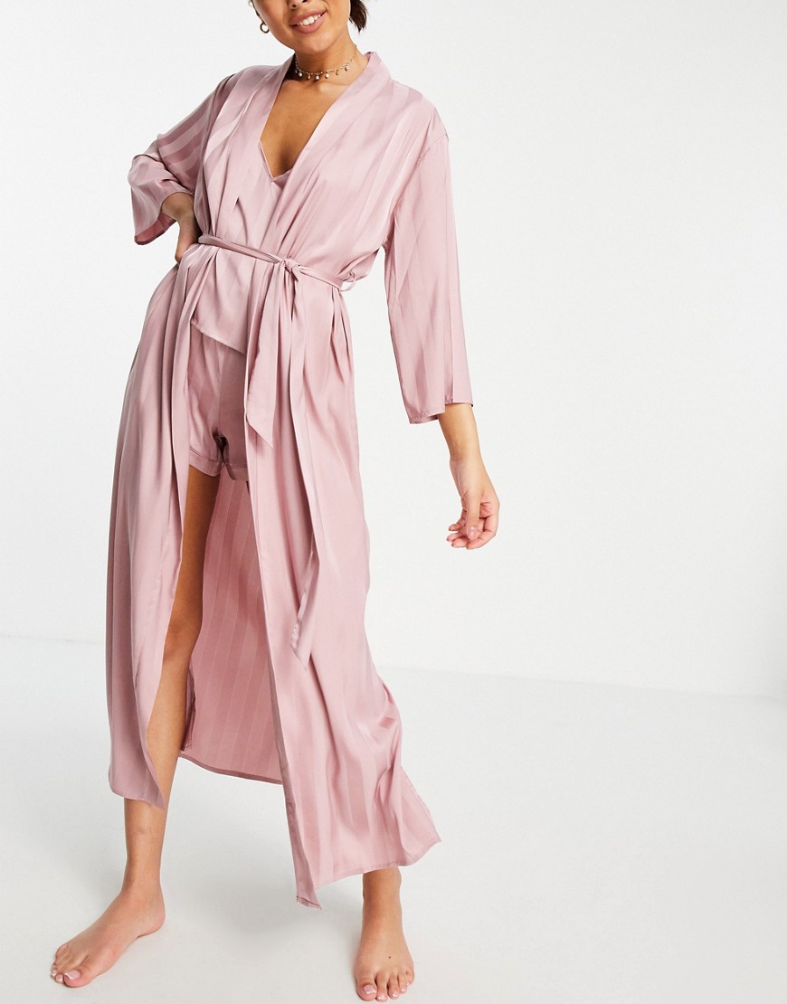 Loungeable Różowe żakardowe kimono maxi brak paska 38 Loungeable-Rozowe-zakardowe-kimono-maxi-brak-paska-38