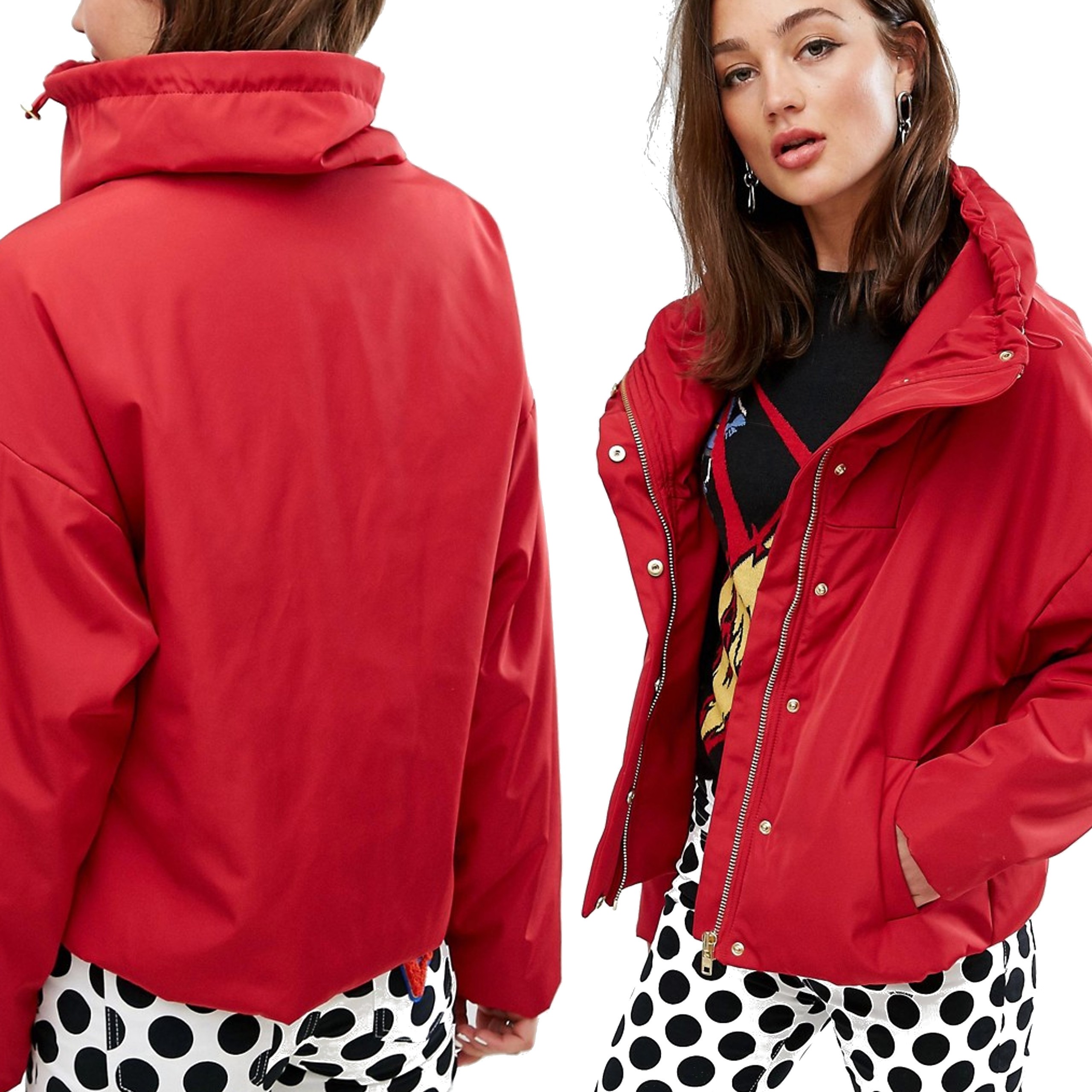 Love Moschino czerwona kurtka z kołnierzem L 40 Love-Moschino-czerwona-kurtka-z-kolnierzem-L-40