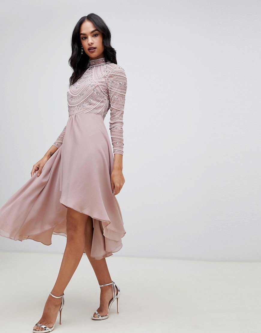 Mink Sukienka midi zdobiona w koraliki S 36 Mink-Sukienka-midi-zdobiona-w-koraliki-S-36