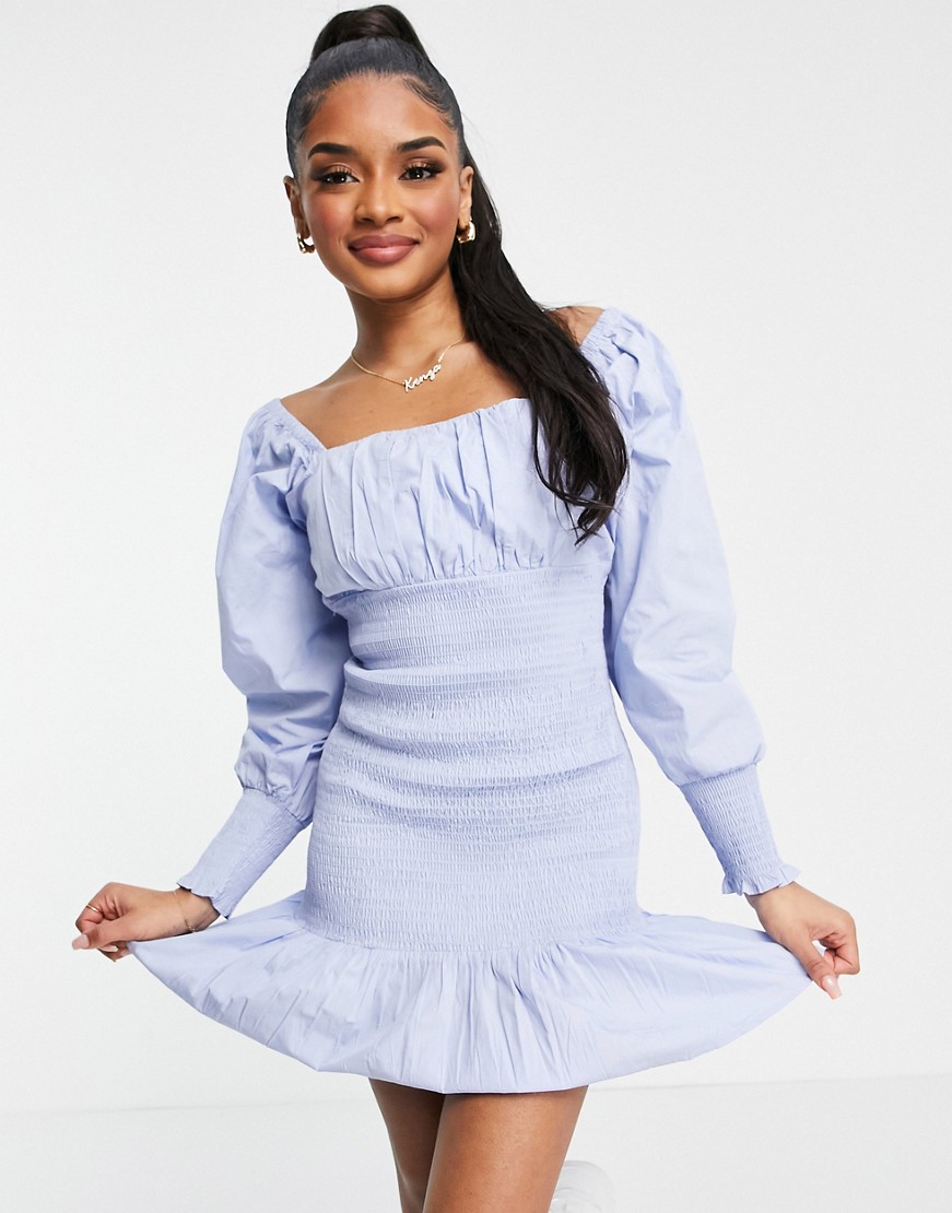 Miss-Selfridge-Petite-Niebieska-marszczona-sukienka-mini-z-popeliny-34-2 Miss-Selfridge-Petite--Niebieska-marszczona-sukienka-mini-z-popeliny-34