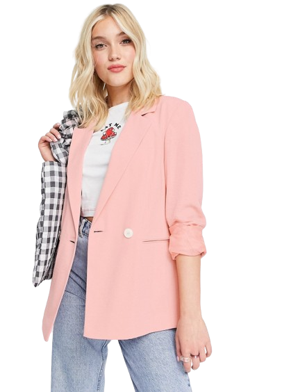 Miss Selfridge damska różowa marynarka z miękkiej krepy XL