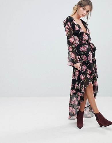 Miss Selfridge długa Sukienka w kwiaty z podszewką L 40 Miss-Selfridge-dluga-Sukienka-w-kwiaty-z-podszewka-L-40