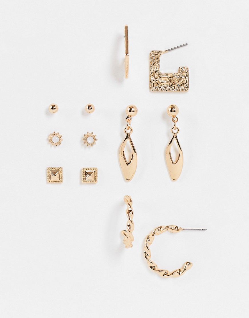 Miss Selfridge zestaw 6 par kolczyków złote Miss-Selfridge-zestaw-6-par-kolczykow-zlote