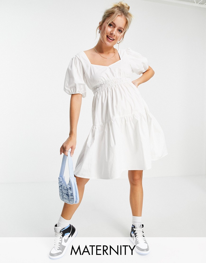 Missguided Maternity biała marszczona sukienka mini 38 Missguided-Maternity-biala-marszczona-sukienka-mini-38