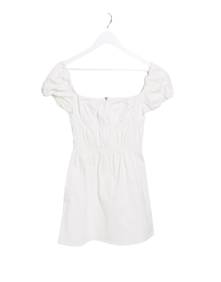 Missguided Petite biała jeansowa sukienka mini marszczenia 44