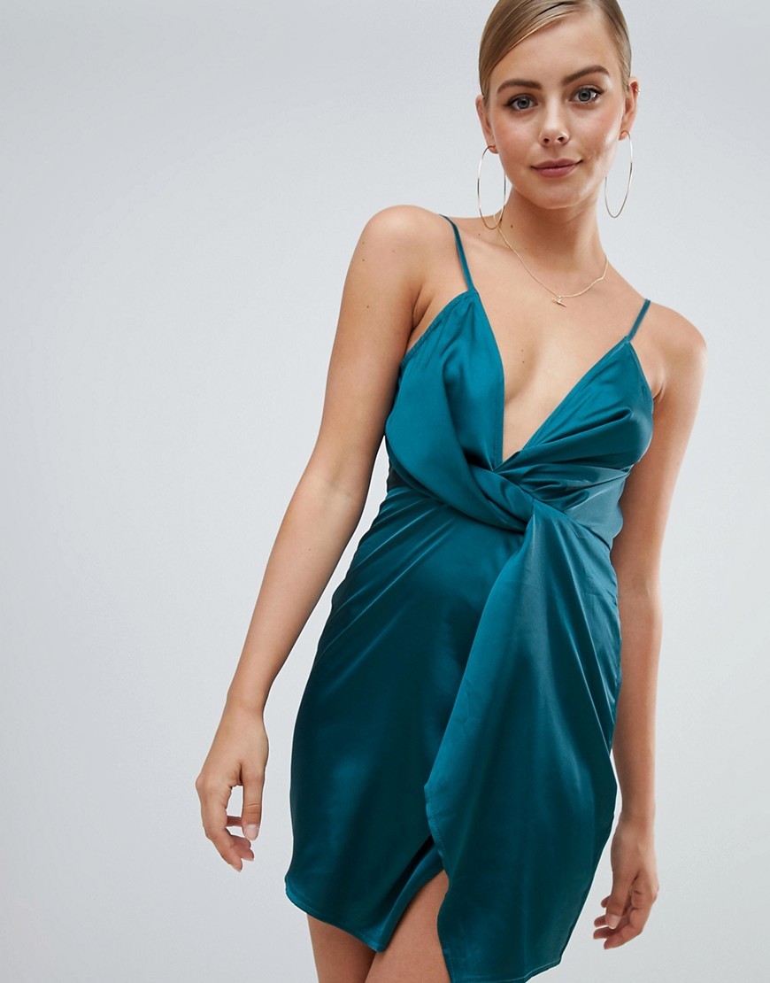 Missguided Zielona Sukienka mini trapezowa twist defekt S 36 Missguided-Zielona-Sukienka-mini-trapezowa-twist-defekt-S-36