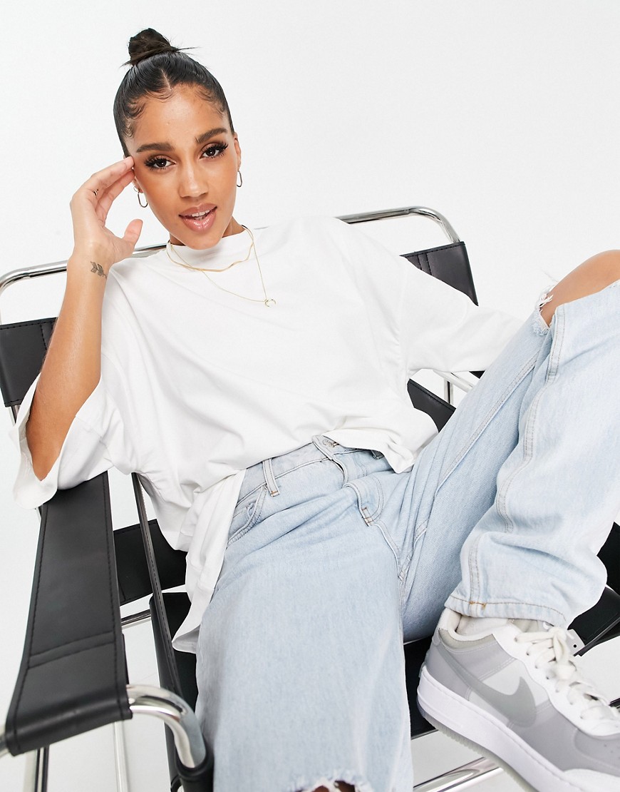 Missguided biały damski t shirt oversize defekt 38 Missguided-bialy-damski-t-shirt-oversize-defekt-38
