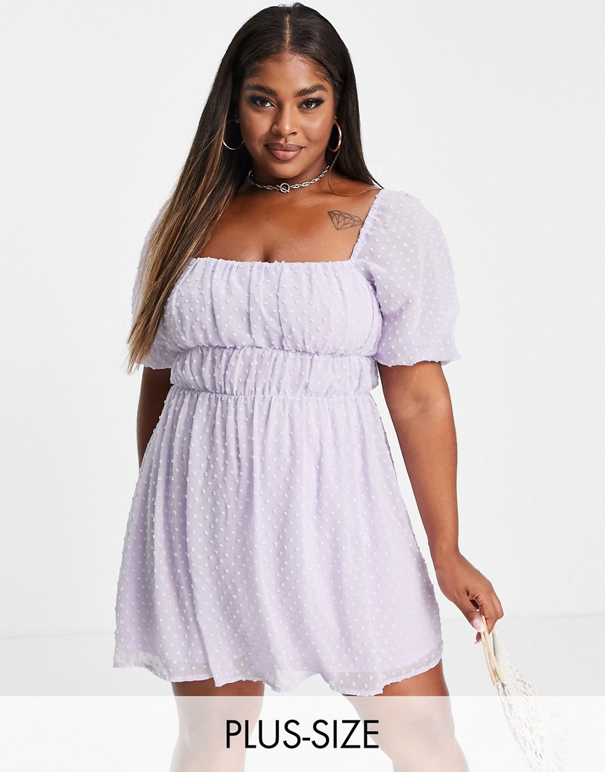 Missguided liliowa sukienka mini z siateczki dobby kwadratowy dekolt defekt 44 Missguided-liliowa-sukienka-mini-z-siateczki-dobby-kwadratowy-dekolt-44