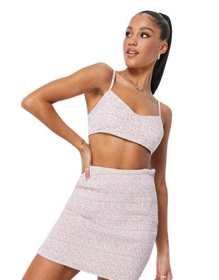Missguided liliowy wzorzysty top na ramiączkach 36