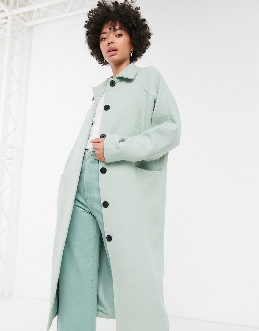 jasno zielony Płaszcz midi oversize defekt XS Monki-jasno-zielony-Plaszcz-midi-oversize-defekt-XS