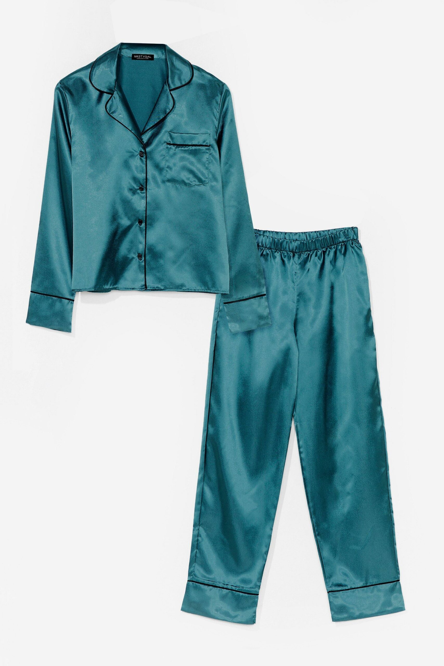 Nasty Gal damska zielona satynowa piżama defekt XS Nasty-Gal-damska-zielona-satynowa-pizama-XS