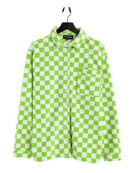 New Girl Order zielona polarowa koszula oversize w kratę defekt L/XL