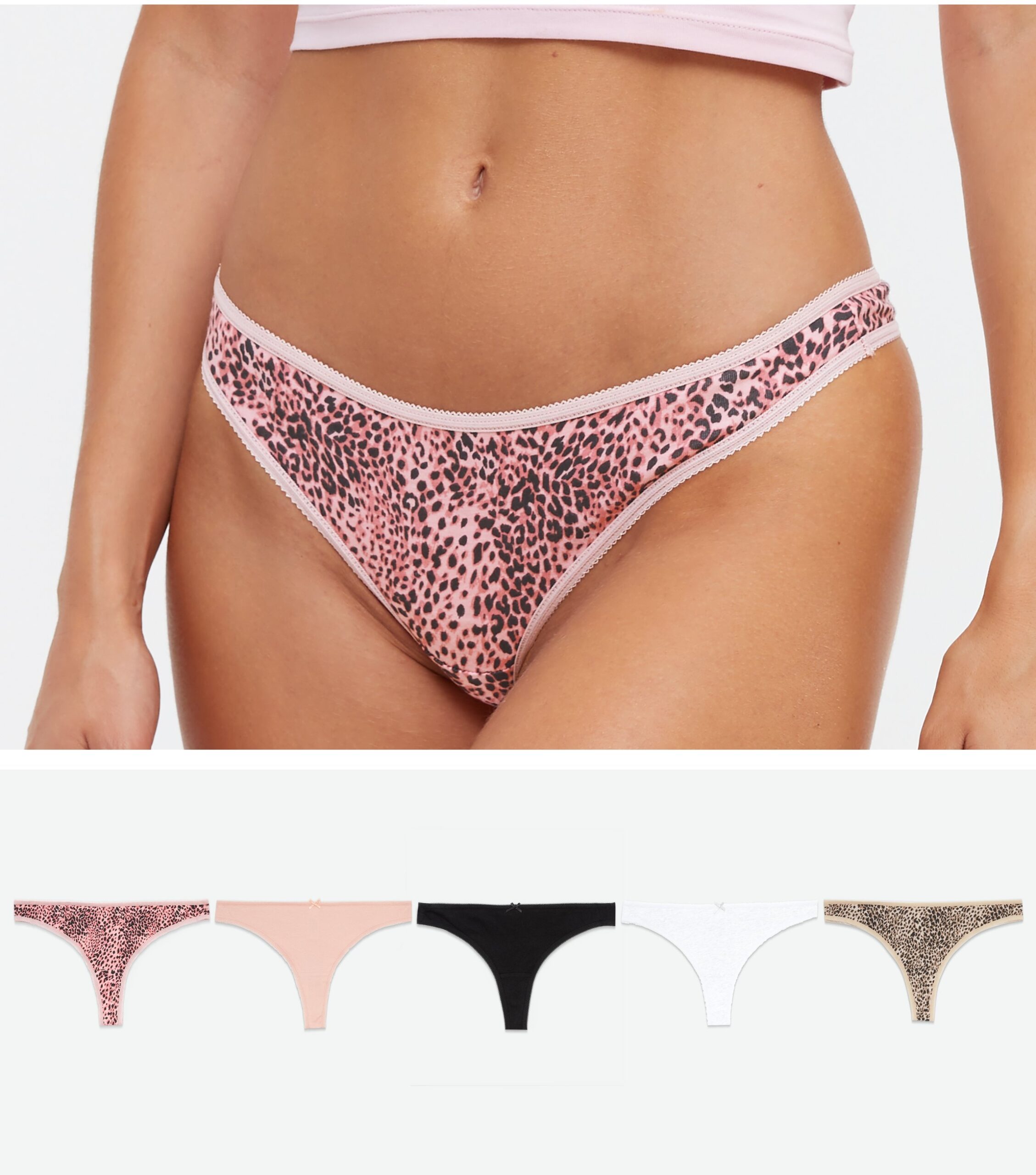 New Look 4 pack bawełniane thongi multikolor 38 New-Look-4-pack-bawelniane-thongi-multikolor-38