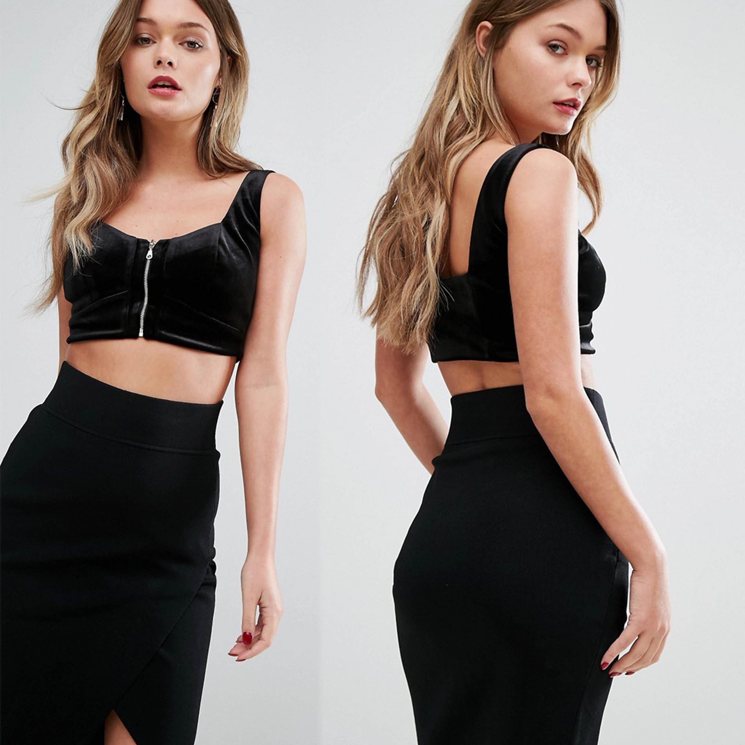 New Look Czarny Top Bluzka z zamkiem przód M 38 New-Look-Czarny-Top-Bluzka-z-zamkiem-przod-M-38